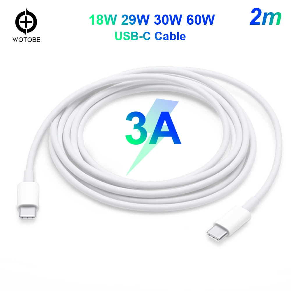 USB C кабель для быстрой зарядки 2 м USB2.0 3A подходит MacBook/Pro/Air iPad Pro и 29 Вт 30 61 87 type