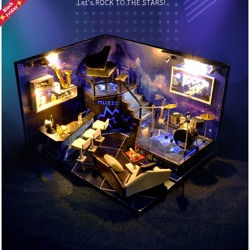 

Creative DIY Doll House Star Dream Night Model Miniature Furniture Adult Children Assembled Birthday Christmas Toy Gifts