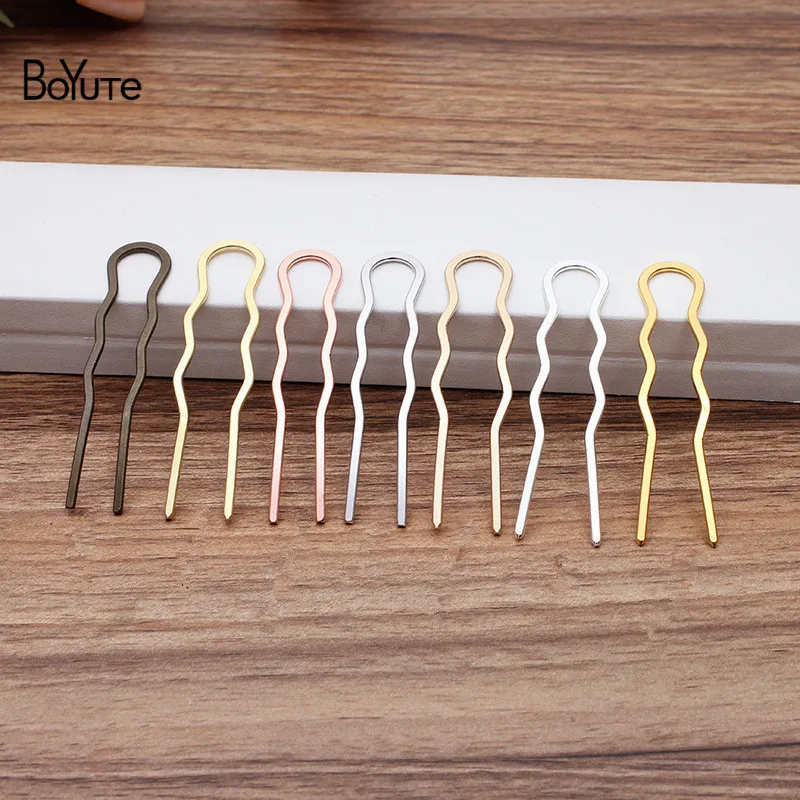 

BoYuTe (20 Pieces/Lot) 70*12MM Metal Brass Thick Wavy U-Shaped Hair Fork Hairpins Handmade Diy Hair Accessories Materials