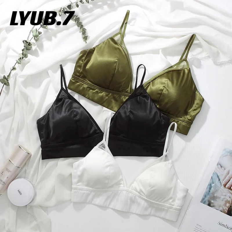 No RIms SIlk Inside Removing Triangle Cup Bra Sleep Breathing Wearing