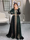 Деликатная одежда с длинным рукавом марокканский кафтан формальный вечерние платья 2021 Новое поступление с круглым вырезом Арабский мусульманский Платья для специальных торжеств
