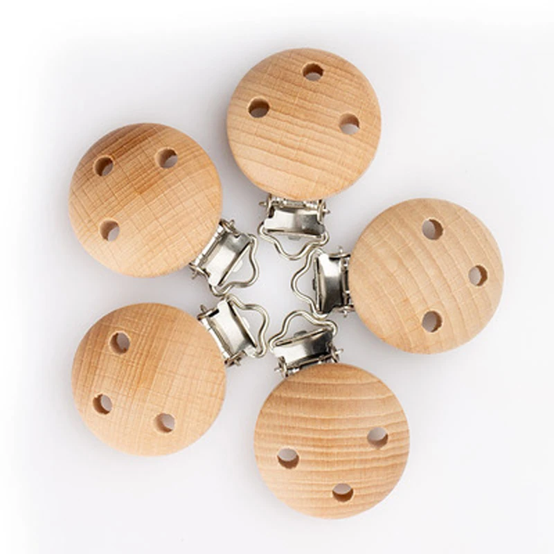 Clip de madera para chupete de beb&eacute;, Clips de madera para chupete de beb&eacute; de haya Natural, patr&oacute;n de Animal, accesorios para cadena de chupete DIY, 50 Uds. Por lote-3