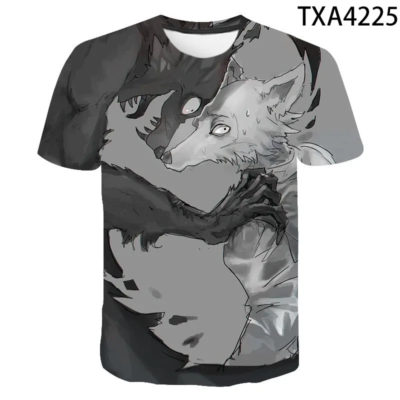 Аниме Beastars модная мужская женская детская спортивная футболка с 3D принтом серый