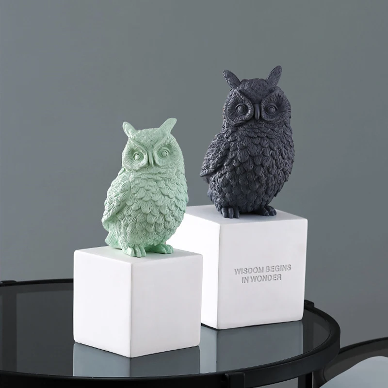 

Resin Owl Figurines Decoration Miniature Model Home Living Room Decoration Furnishings Resin Crafts Office Bookcase Decor Gifts