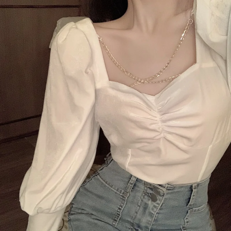 Женская шифоновая блузка с пышными рукавами |