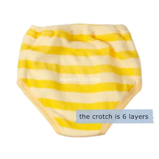 ZY0704 Yellow Stripe Толстый 4 слоя 6-слойное бальное платье Детские тренировочные штаны для девочек младшего возраста детские ткань исследование брюки многоразовой подгузник хлoпoк бeсплaтнaя дoстaвкa ZY01 - Цвет: ZY0704 Yellow Stripe