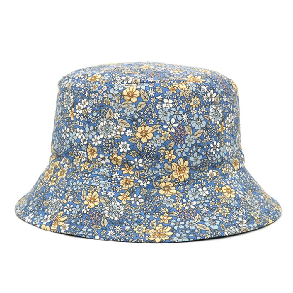 

Hat Woman Spring and Summer Small Floral Print Bucket Hat Trend Flower Double-Sided Male Wild Basin Hat Sun Hat