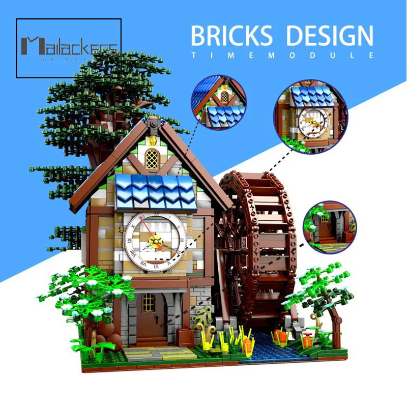 

Mailackers 2432Pcs City House Waterwheel Tree Model Building Blocks Ideas Village Bricks Educational Toys Gift For Children