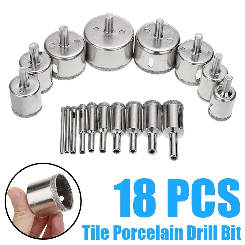 18 шт. набор алмазных сверл стеклянных фарфоровых мраморных отверстий 4 50 мм