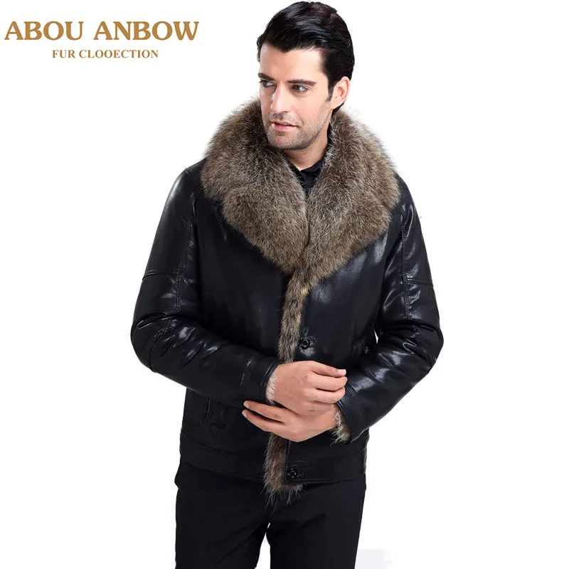 Повседневное мужское меховое пальто с подкладкой из натурального меха модная