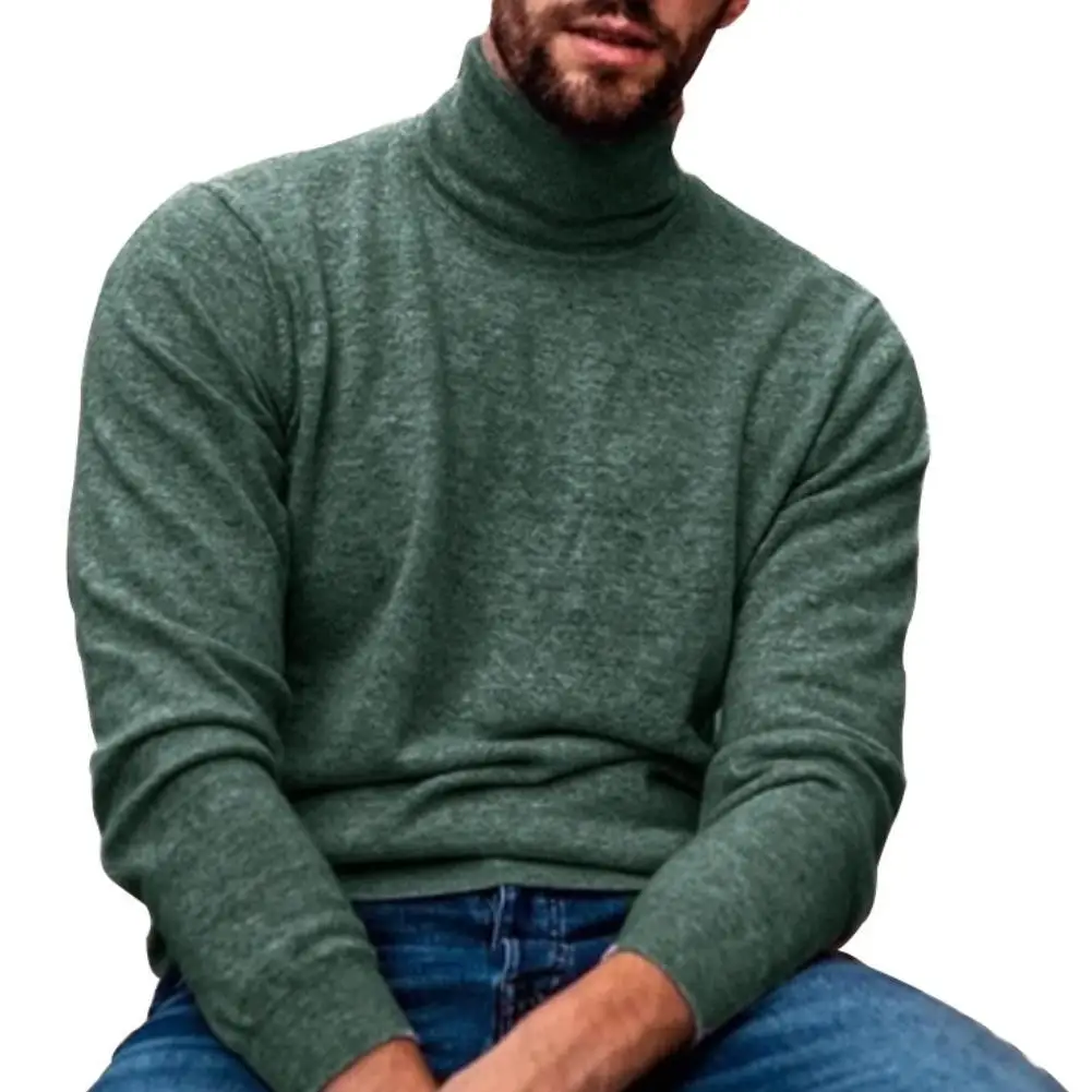 

Plus Size 2021 New Spring Men'S sweater Men Solid Color Long Sleeve Turtle Neck Warm Knit Shirt Pullover Casual Sweater Top