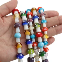 10pcs 2 sizes mix color mushroom shape lampwork glass loose beads for diy handmade crafts jewelry making findings