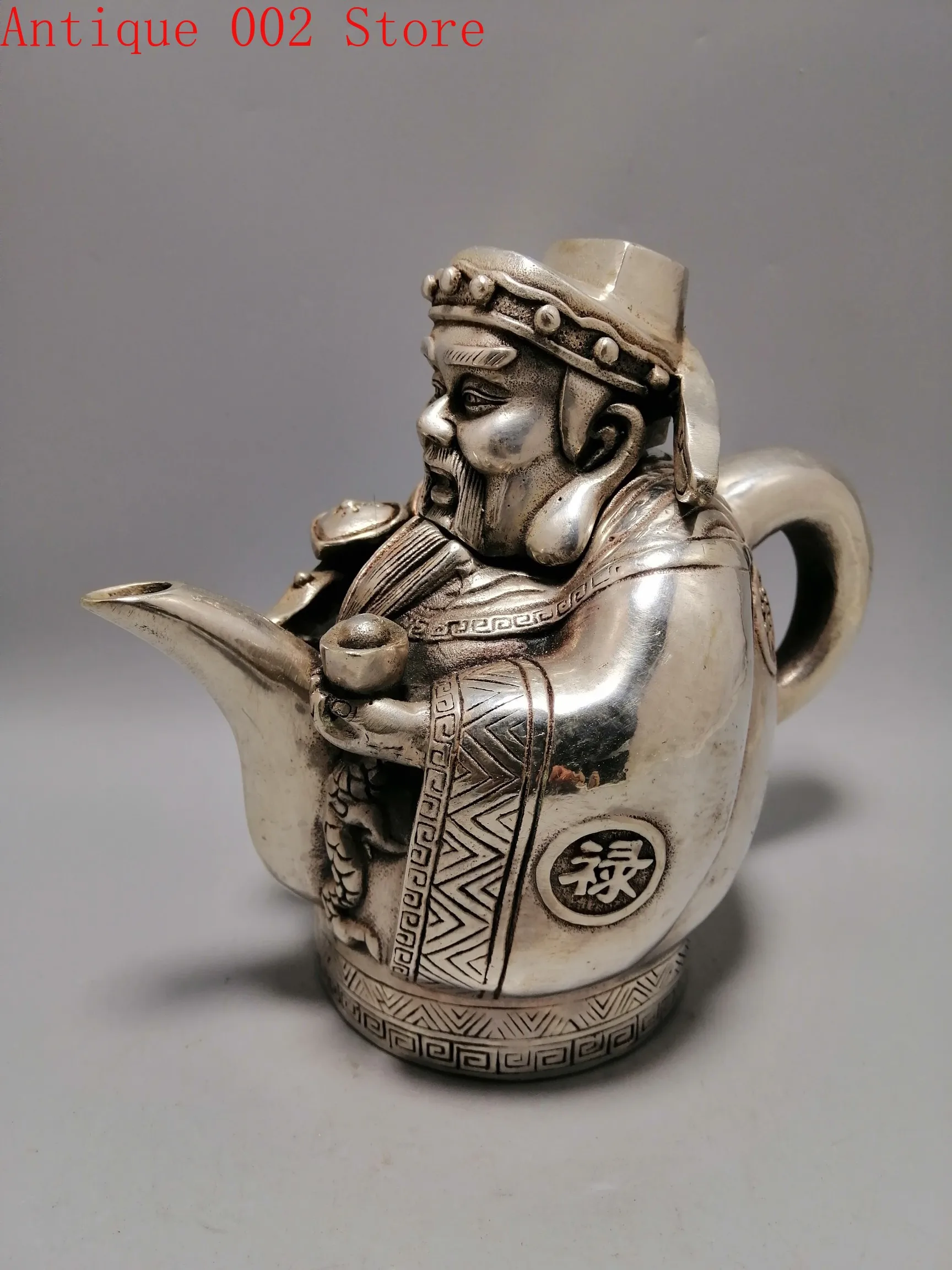 

Китайская древняя тибетская серебряная статуя украшение чайник с винным горшком металлические украшения для дома