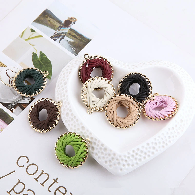 Минимальный заказ 20 шт./лот цветные ПУ плетеные геометрические круглые формы