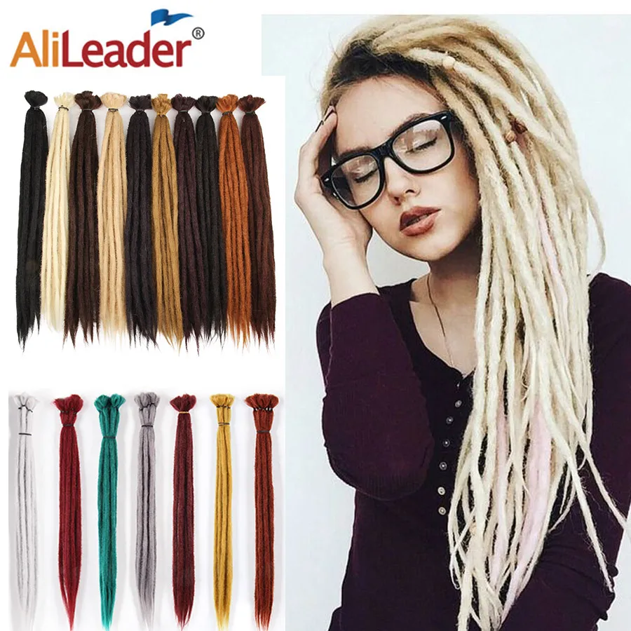 Synthetic 20inches Handmade Dreadlocks Hair for Dreads Synthetic 52Colors Pink Red Soft Ombre Faux Hair Extensions For Men Women