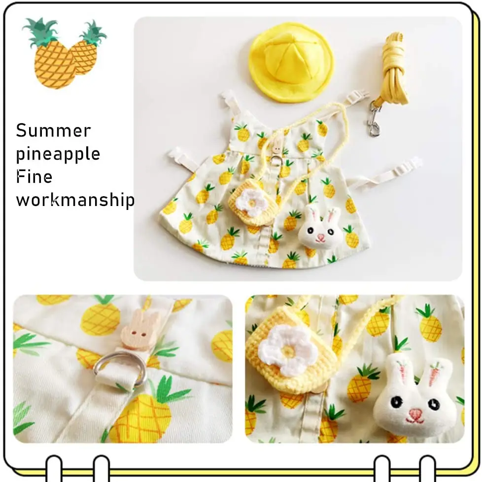 Conjunto de arn&eacute;s y correa para exteriores, bonito Chaleco de conejo, ropa con botones, decoraci&oacute;n para mascotas peque&ntilde;as, gatitos y animales peque&ntilde;os, para caminar-4