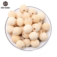 lets make round beehive wood bead 100 pcs 18mm no varnish diy beads baby teether wooden teething beads