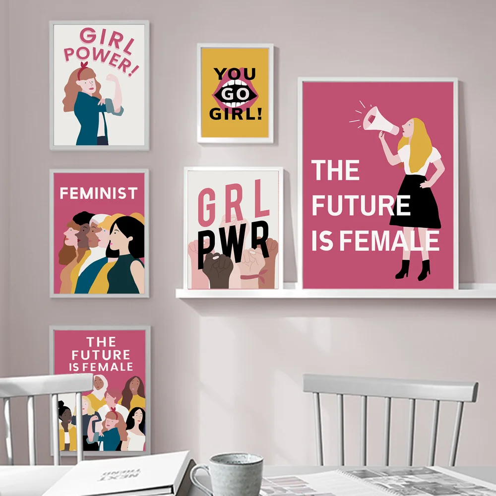 Женские плакаты Girl Power The Future is Female настенная Картина на холсте скандинавские