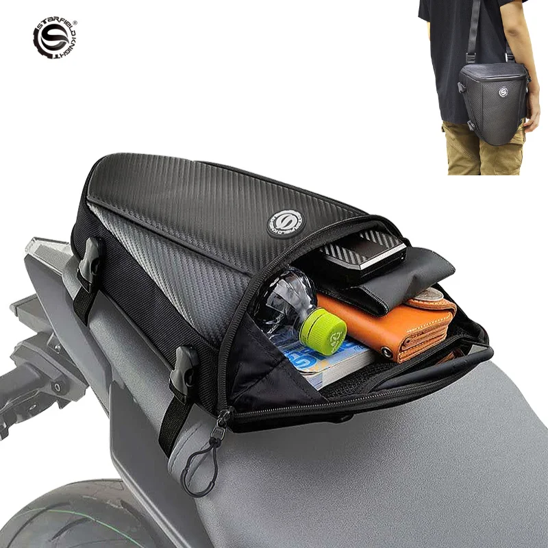 Black Waterproof Motorcycle Rear Seat Bag Retro Chopper Scooter Tail Water Resistant Durable Motorbike Travel Back |