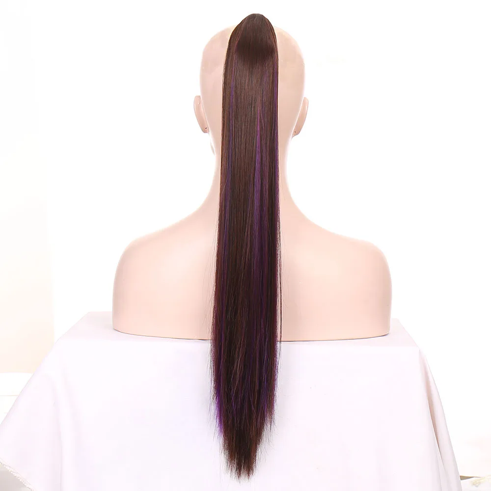 

LVHAN Straight Long Clip In Hair Extensions Blonde Black Little Pony Tail High Temperature Fiber Synthetic Hair Claw Ponytails