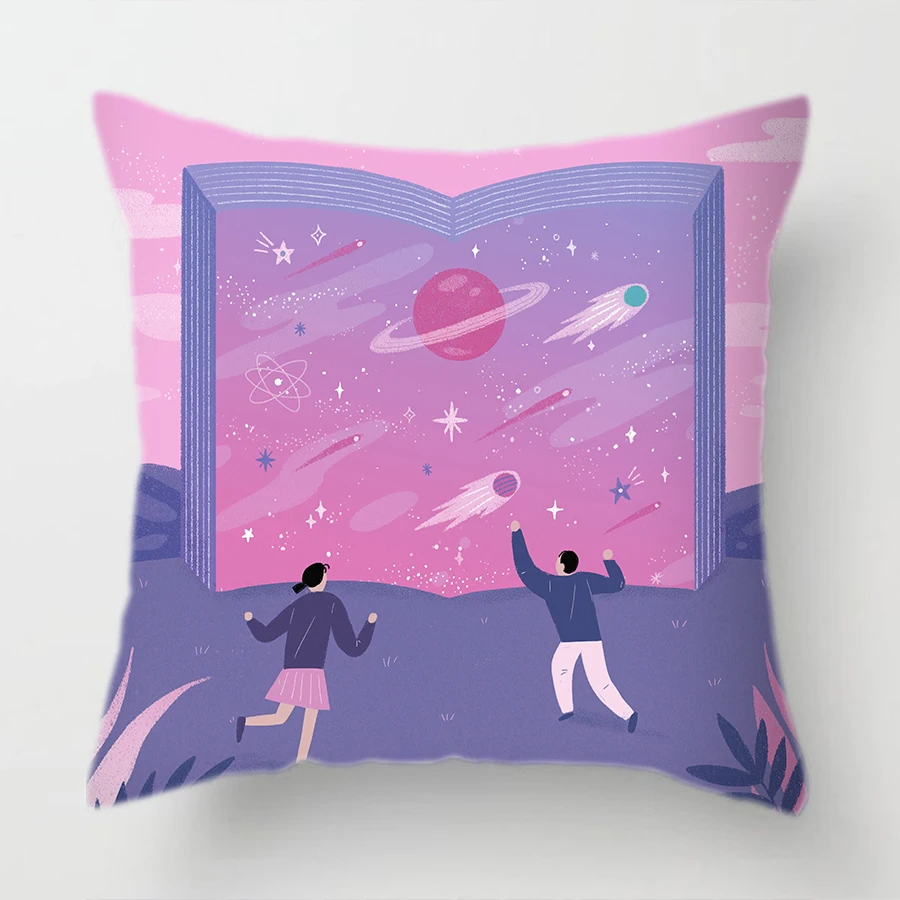 Декоративный чехол для подушки с мультяшным звездным небом синяя фиолетовая