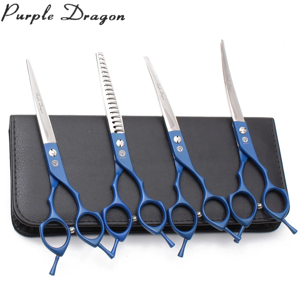 

Purple Dragon 6.5" JP 440C Professional Dog Grooming Scissors Kit Pet Scissors Set Chunker Curved Shears Thinning Shears Z3009