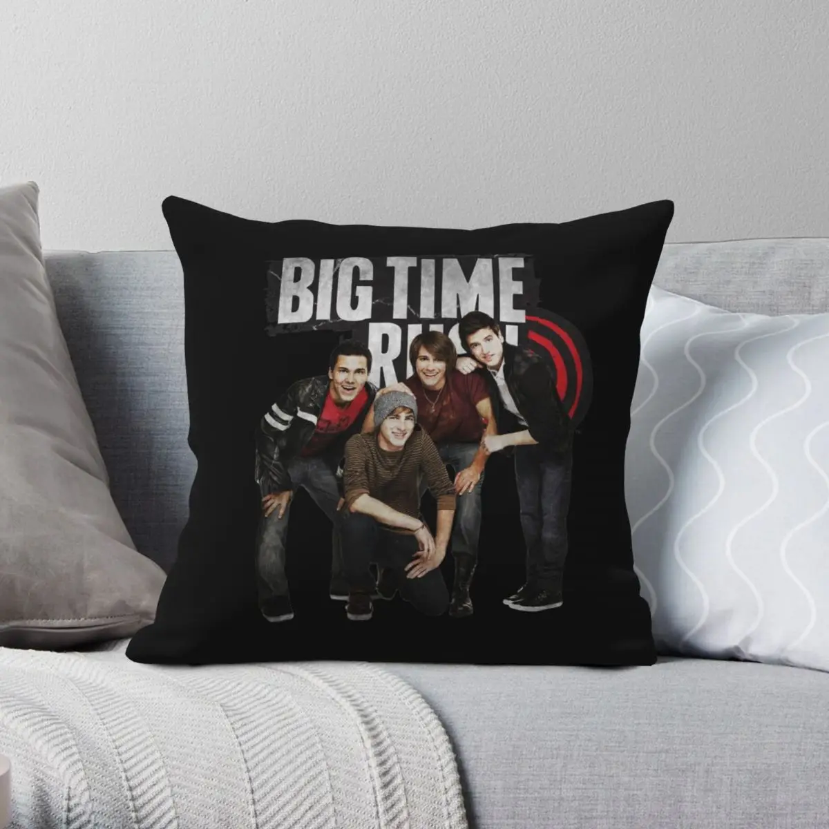 

Квадратная наволочка Big Time Rush из полиэстера и льна