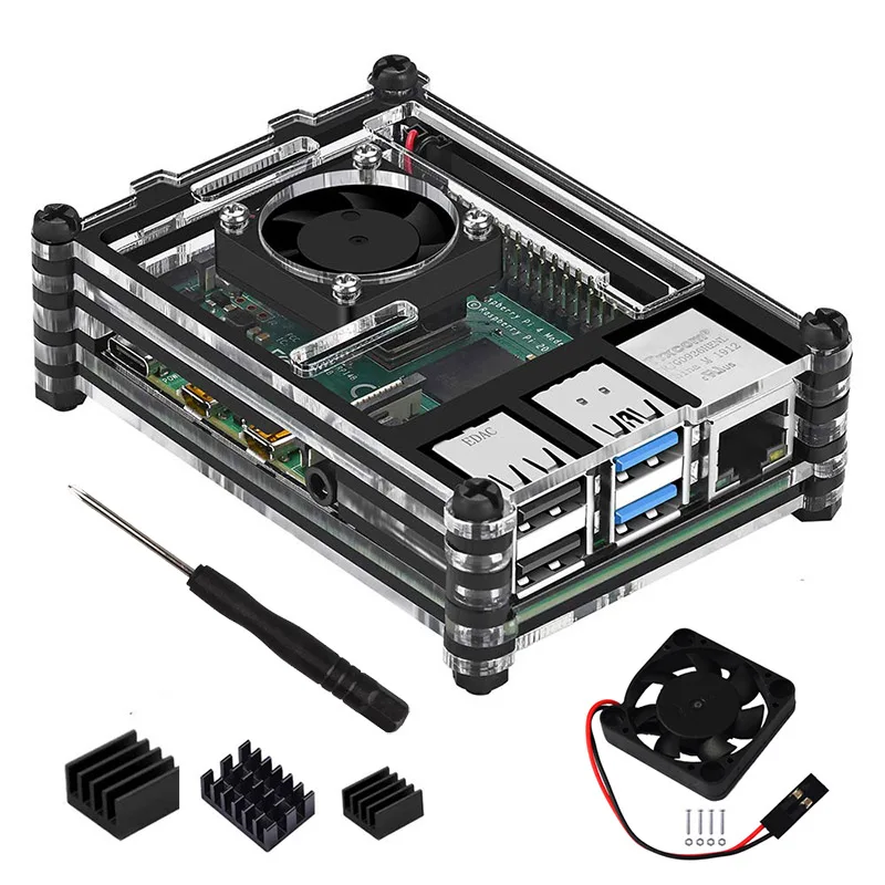 Новинка 2019 акриловый прозрачный/прозрачный и черный чехол для Raspberry Pi 4 Модель B с