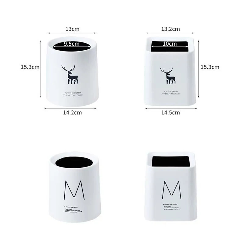 

Double-layer Mini Trash Can Car Garbage Bin Square/Round Plastic Desk Waste Storage Bin Dustbin Without Lid for Kitchen Bathroom