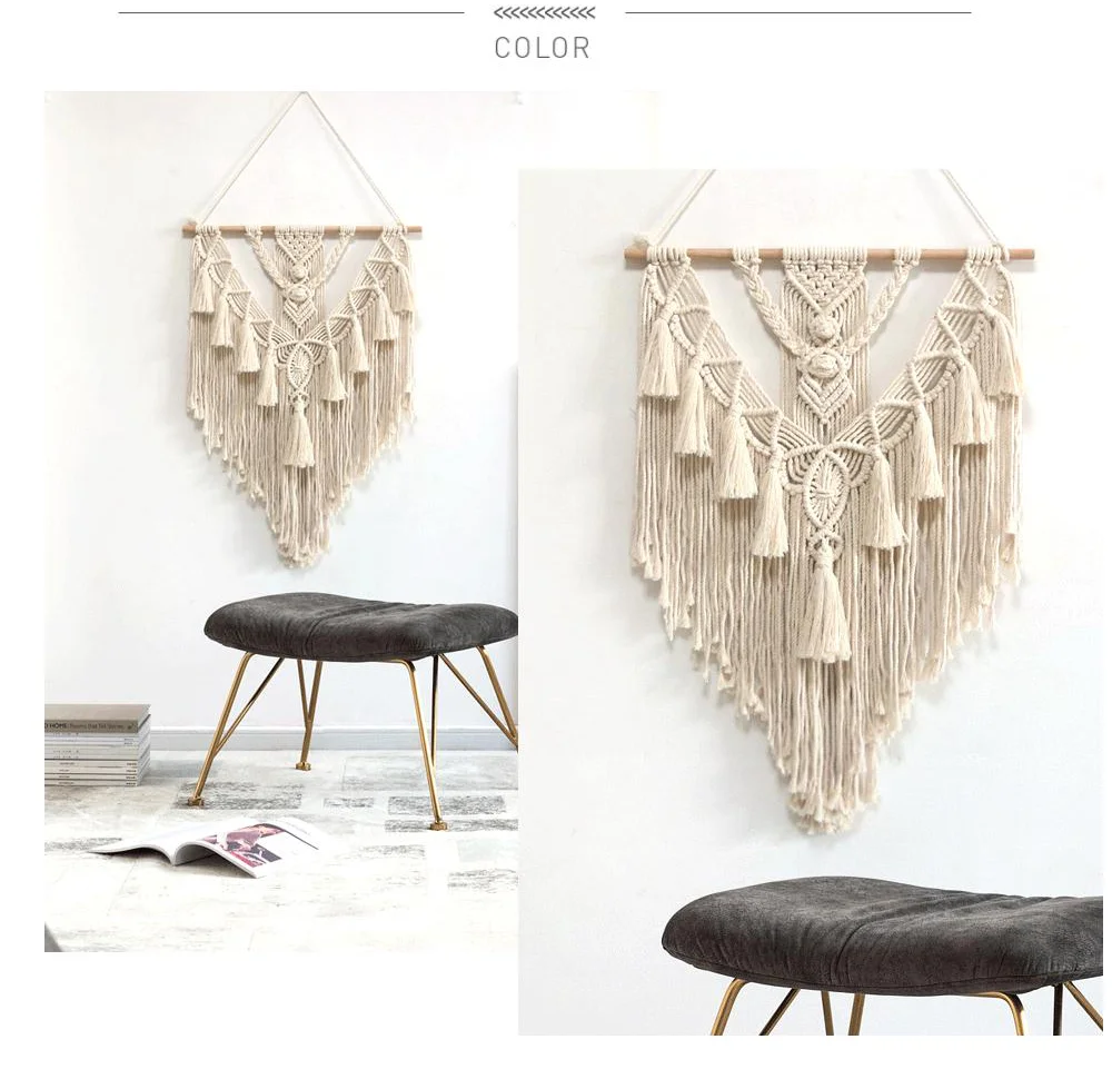 

Wall Hanging Macrame Hand-woven Boho Crafts Decoration Chic Room Bedroom Geometric Decoration Macrame Tapestry