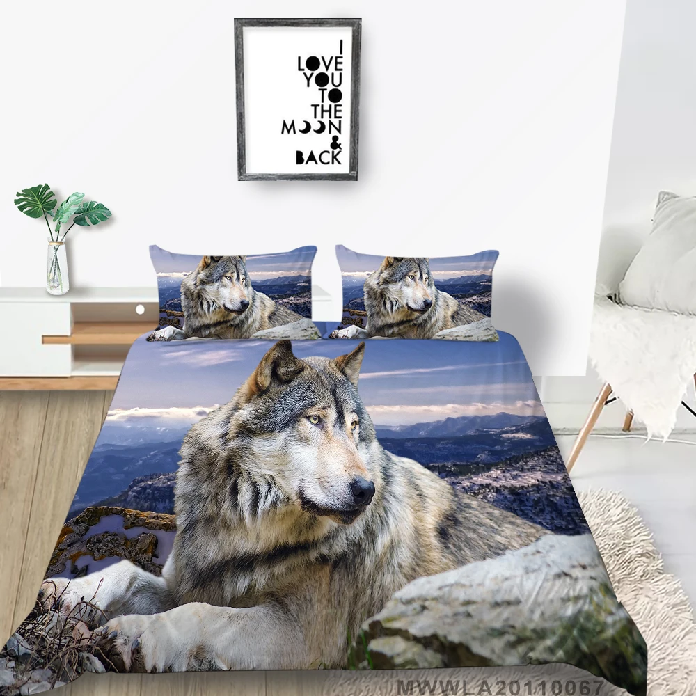 

Wolf Bed Setting Queen Size Fashionable 3D Print Duvet Cover For Teen Full Twin Single King Double Cool Bedding Set Nature