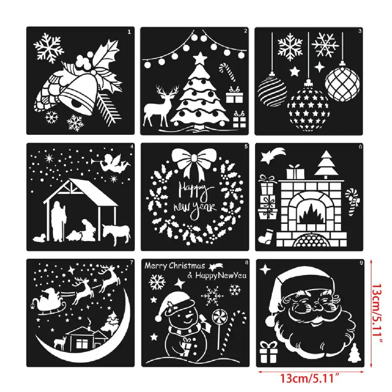 12 Pieces Christmas Stencils Template Reusable Plastic Craft for Art Drawing Painting Spraying Window Glass Door Car Bod images - 6