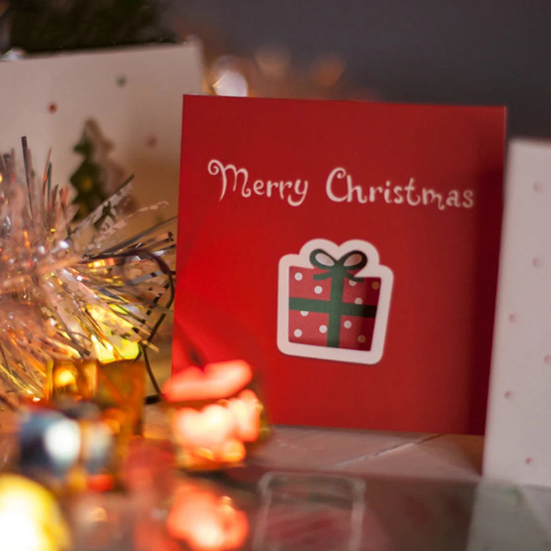 12 шт рождественские открытки маленький олень Noel елка поздравительные