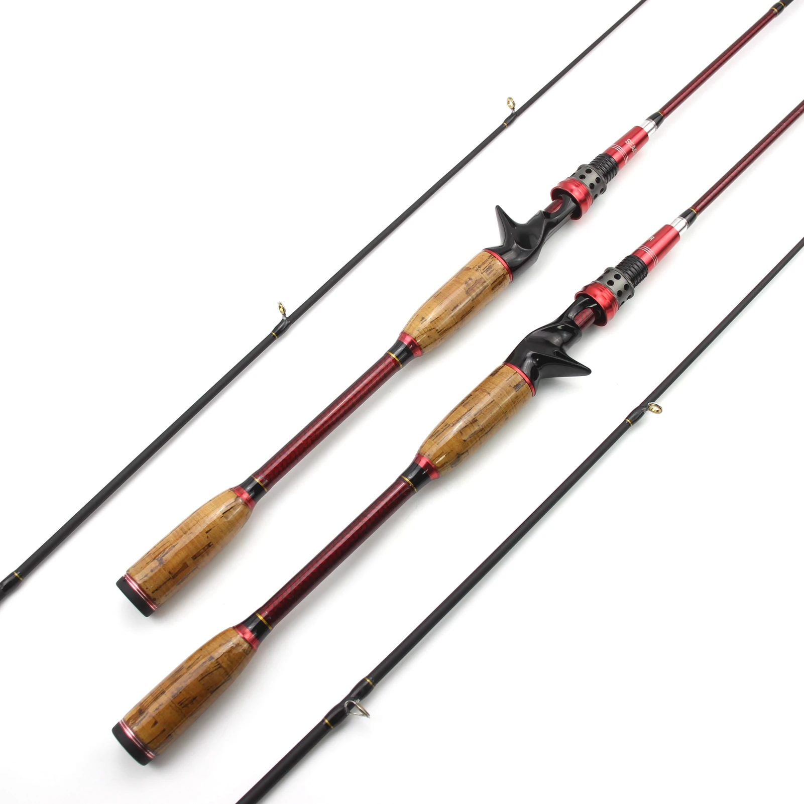 

2,1 м кастинговое удилище, удочка для приманки, рыболовная удочка с деревянной ручкой, углеродное удилище с 2 наконечниками для форели, щуки, р...