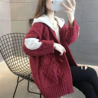 autumn 2022 women v neck knitted cardigans single breasted printed loose sweaters female casual cardigans soft knitwear h1242