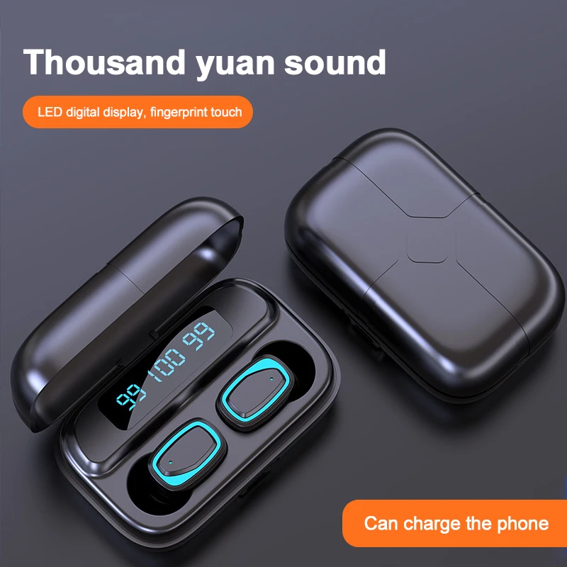 

3 Hours Music Playback Wireless Headphones Stereo Touch Control Bluetooth Earbuds Black Tws Earphones Sport Earbuds