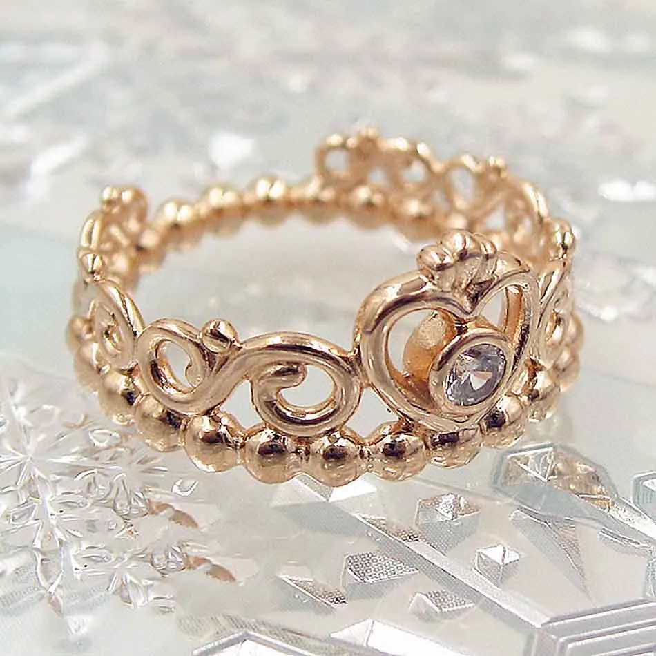 Original Rose Gold Princess Tiara Royal Crown With Crystal Ring For Women 925 Sterling Silver Wedding Gift Fine Diy Jewelry |