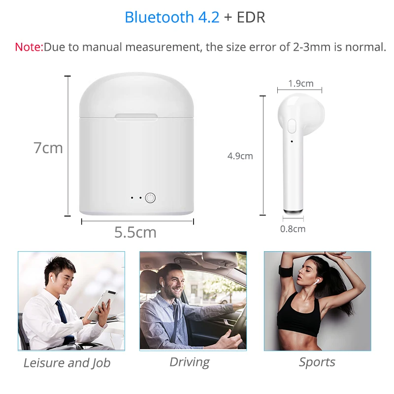 Горячая Распродажа I7s TWS Bluetooth наушники стерео беспроводные вкладыши гарнитура