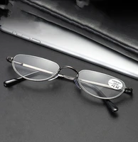 stainless steel half frame alloy small portable oval fashion reading glasses 0 75 1 1 25 1 5 1 75 2 2 25 2 5 2 75 to 4