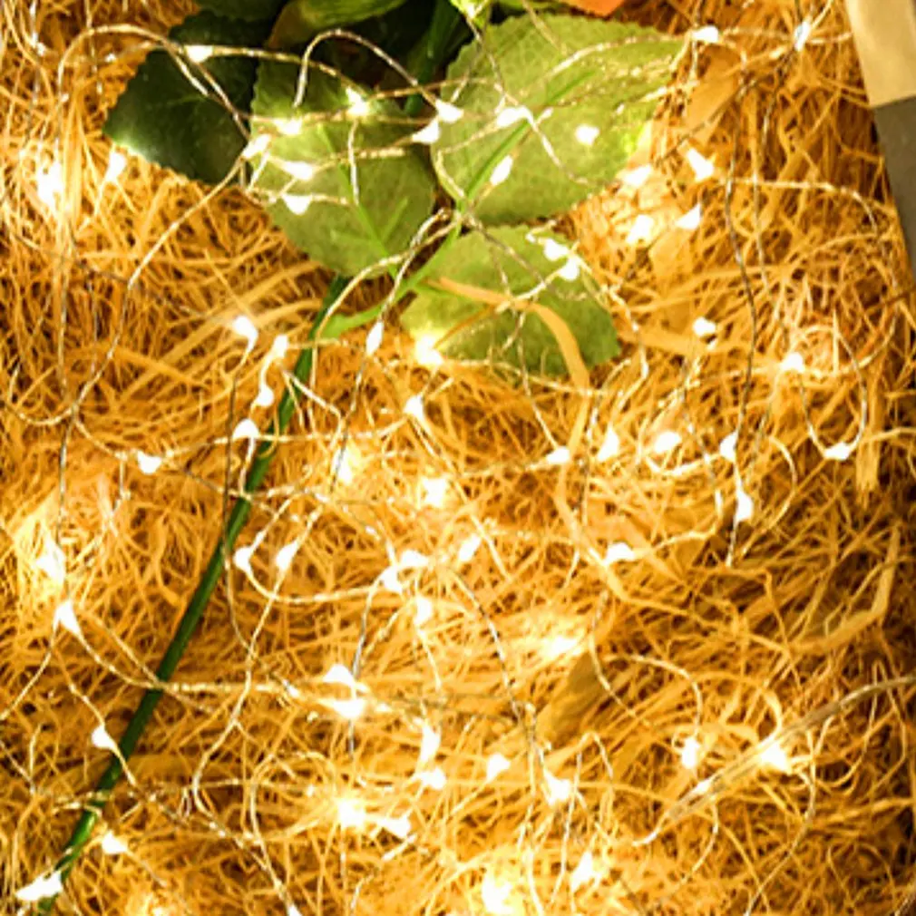 Открытый Солнечный медный провод Кнопка лампа струна спальня комната креативный