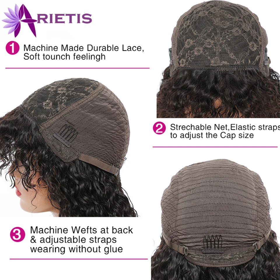 AR глубокая волна натуральный вид полный аппарат человеческие волосы парики с