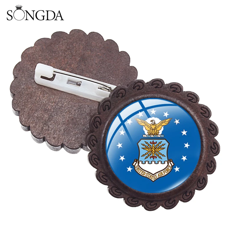 Металлические Булавки США военно-воздушные силы деревянная брошь высокое