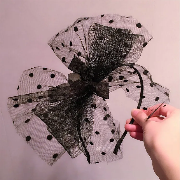 Горячая продажа Южная Корея кружево большой бант тонкие резинки для волос Ретро