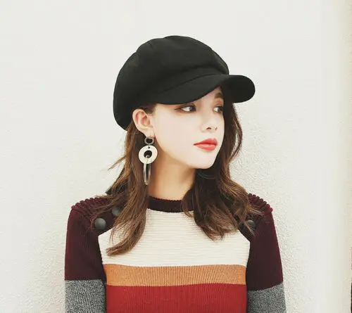 

Classic Women Beret Hat Warm French Fluffy Beanie Solid Autumn Winter Warm Beret Hat Female Cap