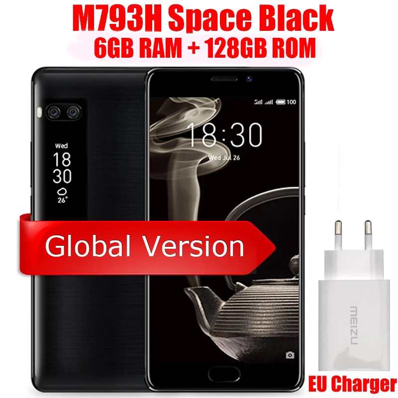 Space Black 6G 128G Meizu Pro 7 Plus, 6 ГБ, 128 ГБ, 4G, LTE, MTK Helio X30, Deca Core, экран 5,7 дюйма, 2 K, двойной, задний, 12,0 м, быстрая зарядка, сотовый телефон, двойной экран - Цвет: Space Black 6G 128G