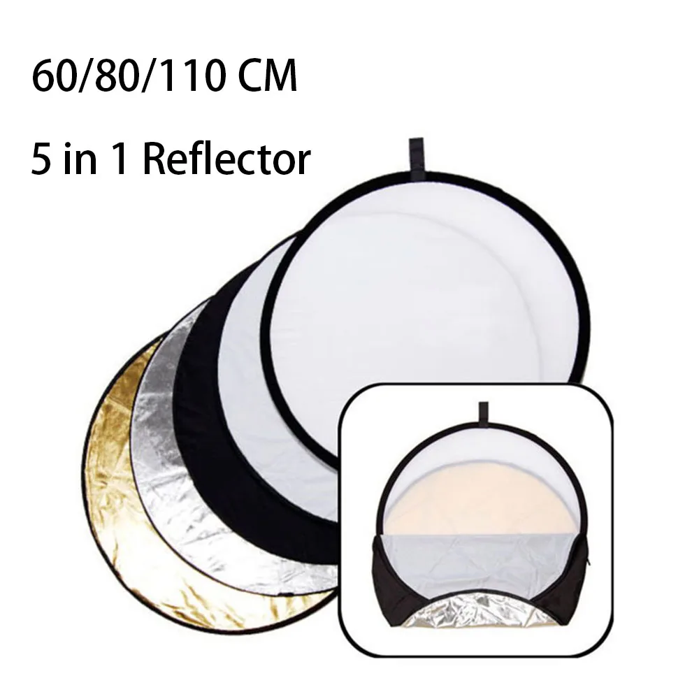 

Studio Multi Photo Disc Diffuers 60cm 80cm 110cm 5 in 1 Photo Studio Reflector Collapsible Light Round Photography Outdoor