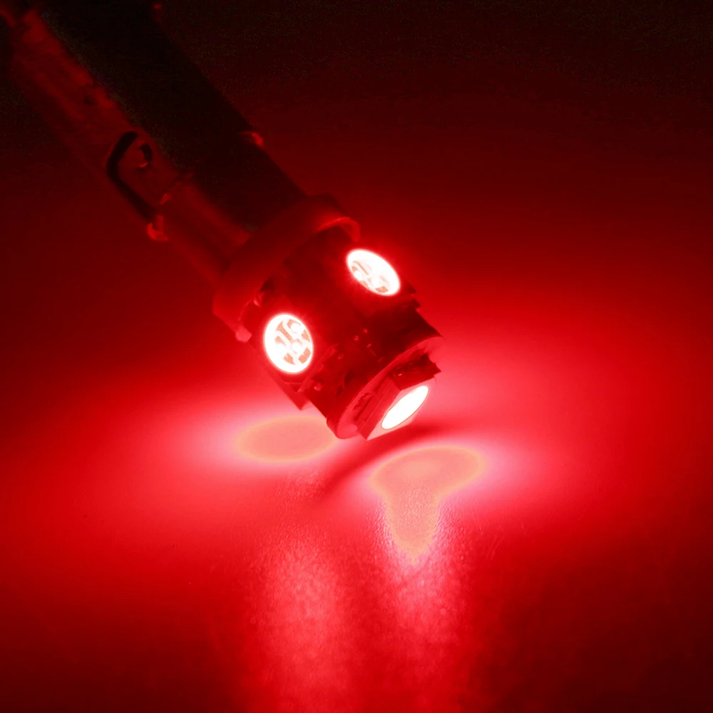 10 шт./лот, 24 В, BA9S W6W 5050, 5 SMD светодиодный светильник, авто лампа, клиновидный маркер, светодиодный индикатор для автомобиля, грузовика, сигнальный светильник, лампа для чтения на парковке, 60лм - Испускаемый цвет: Красный