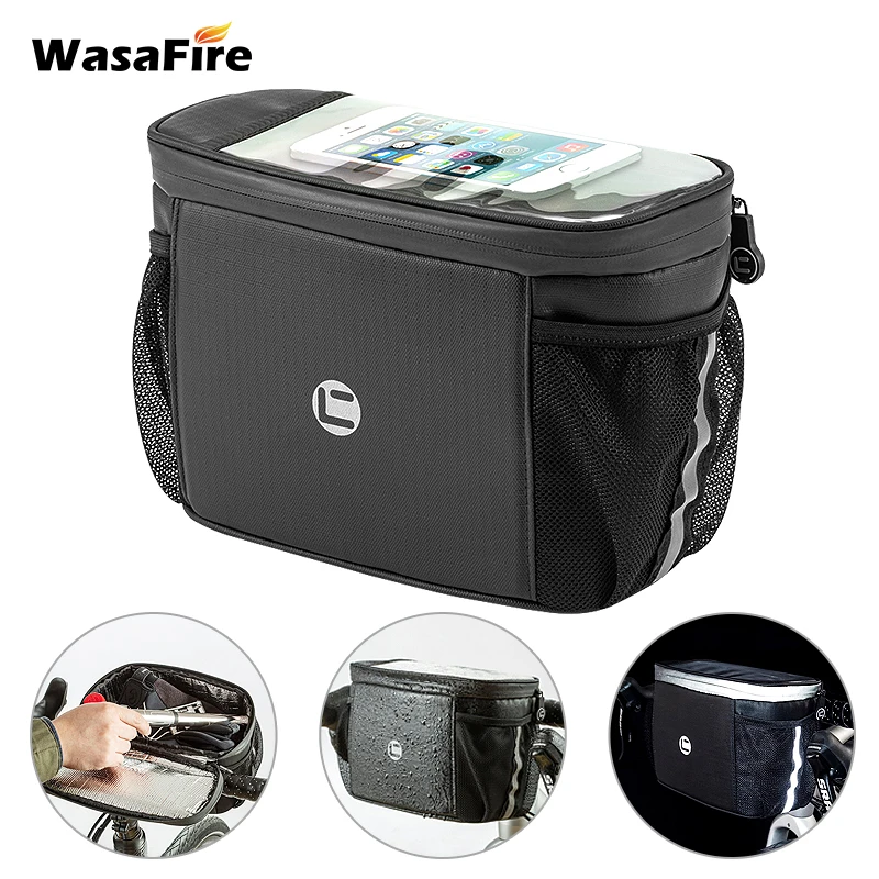 

Cycling Bicycle Head Storage Bags Touch Screen Bike Tube Handlebar Bag with Reflective Strip Mobile Phone Case Holder