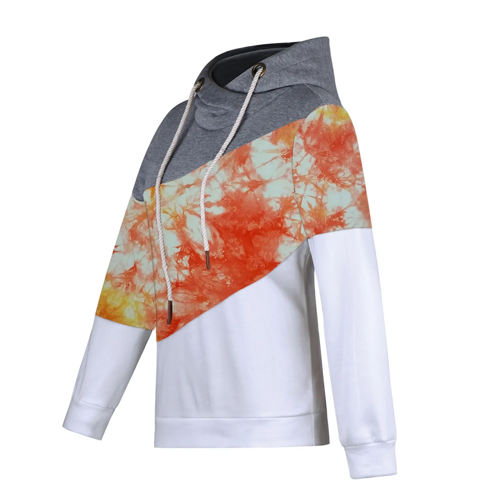 

Women Sweatshirt Autumn Winter Casual Tie-dye Contrast Long Sleeve Hoodie Streetwear Tops Unisex Loose Jumper Pullover Jacket