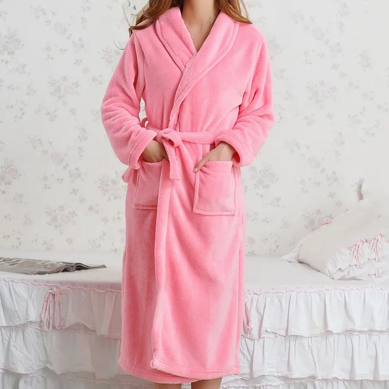 

Women Winter Warm Kimono Gown Coral Fleece Robe Thicken Flannel Nightwear Sleepwear Female Casual Bathrobe Intimate Lingerie